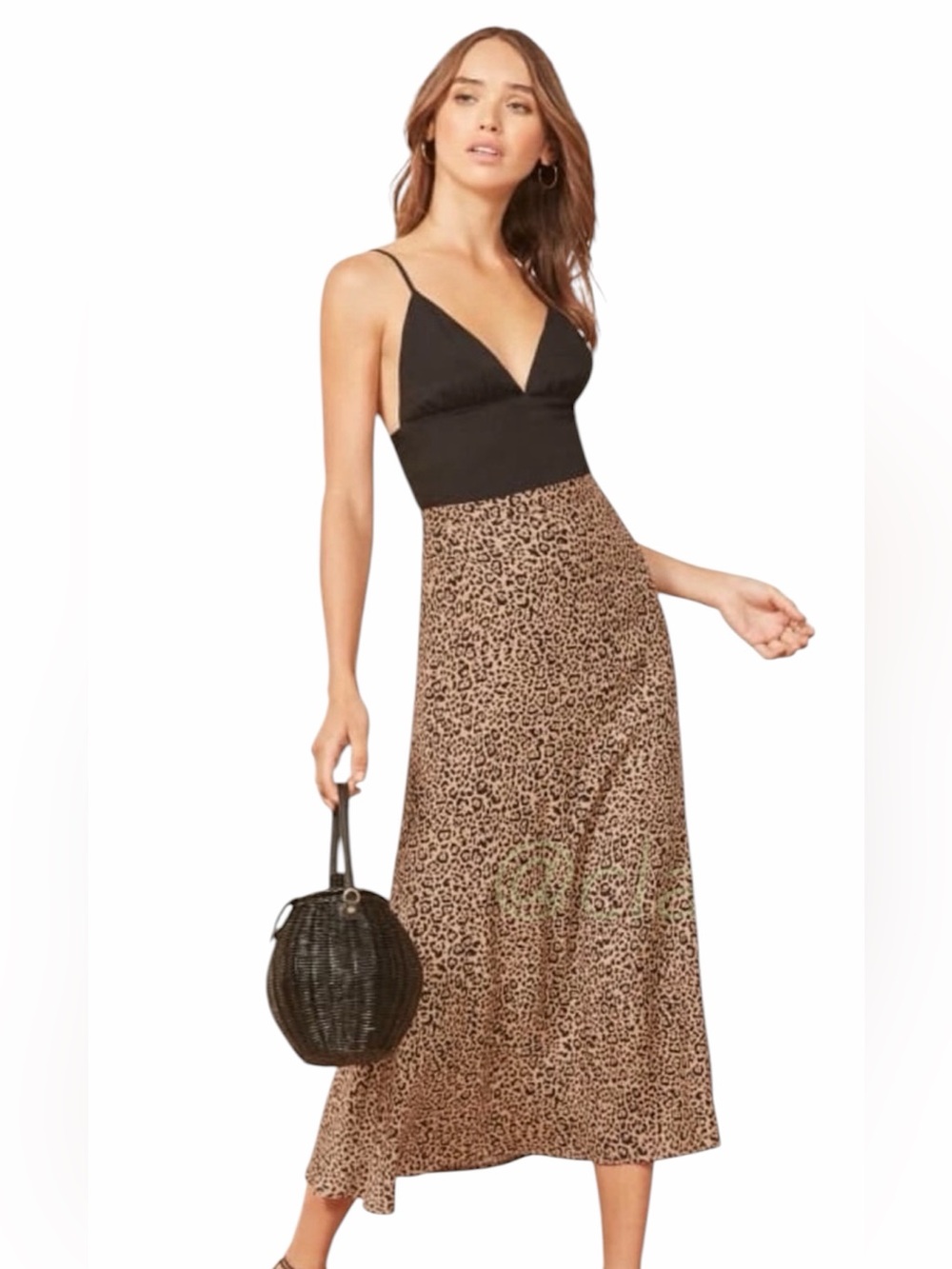 Reformation Leopard Print Midi  Flowy Skirt Brown Women’ s Size 10 made in USA